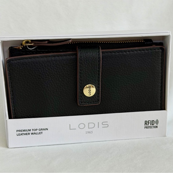 Lodis Handbags - Lodis Premium Top Grain Leather Wallet with Gold Accent, Black